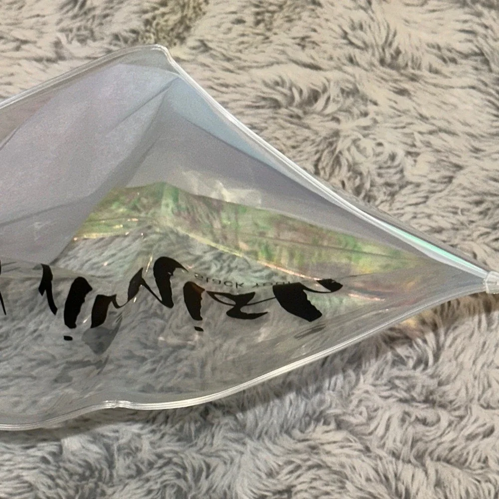 Erimish Stack Your Style Iridescent Clear Vinyl Zipper Pouch Makeup Bag 10.5x8